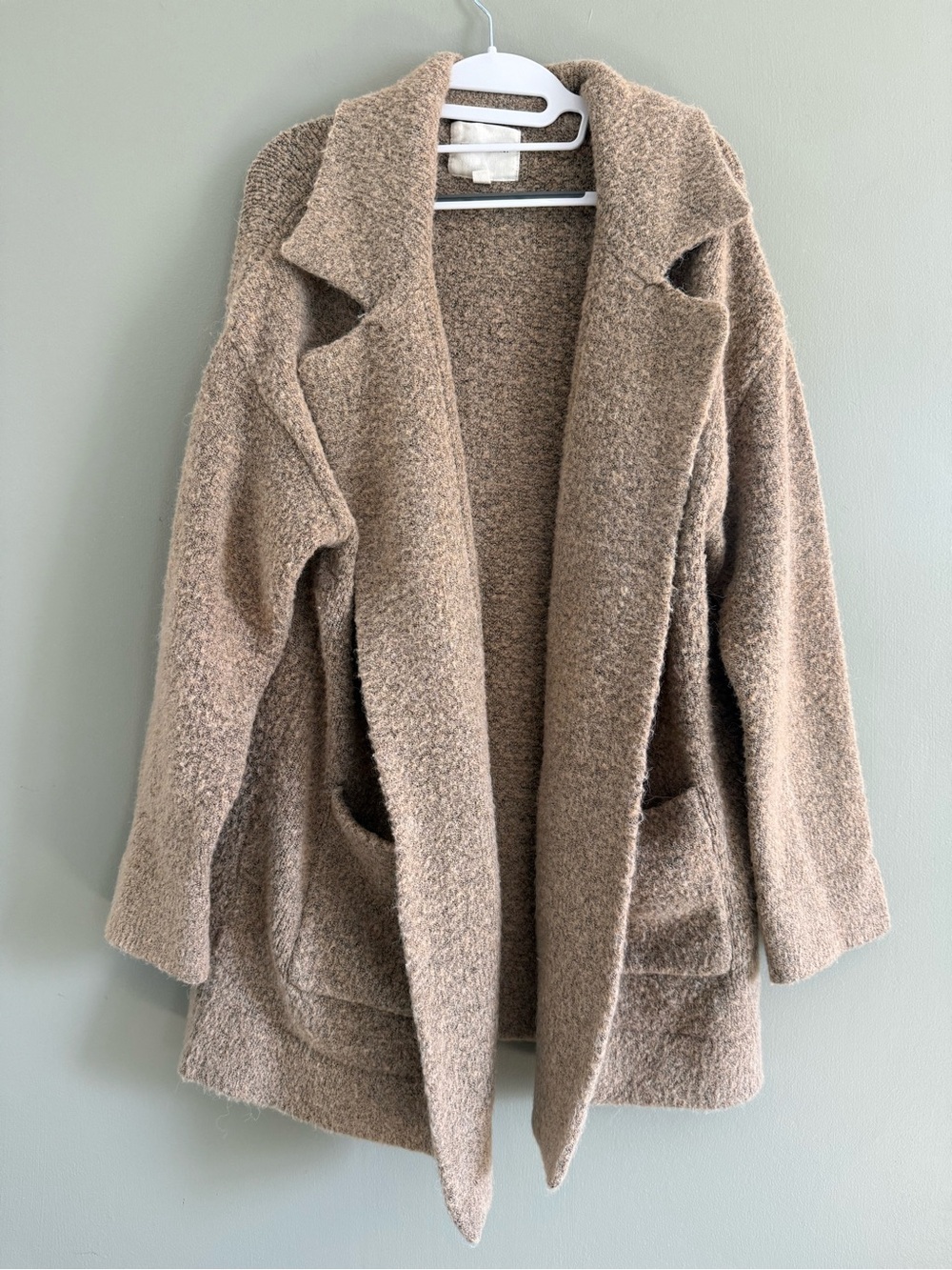 Thread & Supply Tan Camel Oversized Boucle Open Front Cardigan Coatigan Large